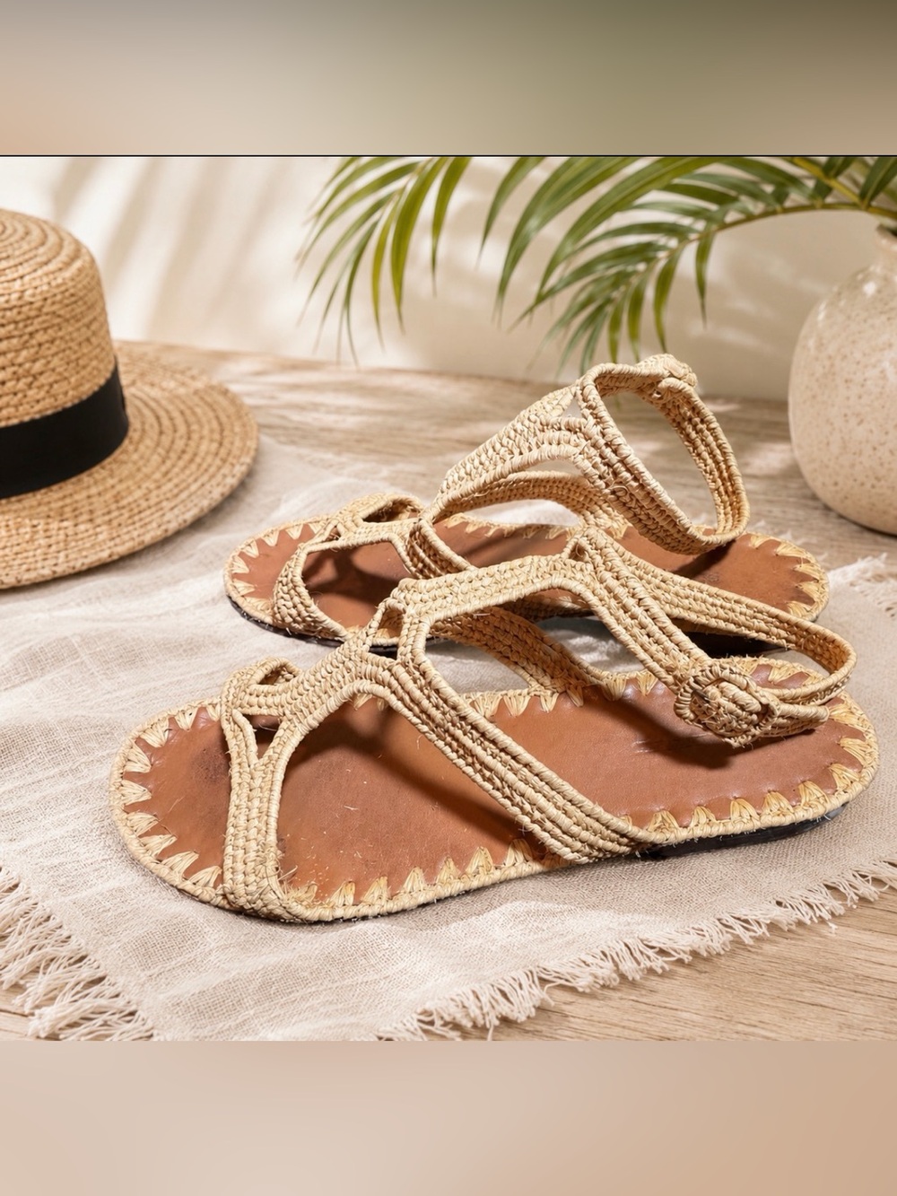 Carrie Forbes Eur 38 raffia hind flat woven gladiator sandal